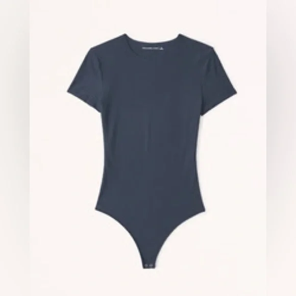 Abercrombie Women's Soft Matte Seamless Tee Bodysuit Navy Blue size Small - Picture 4 of 12